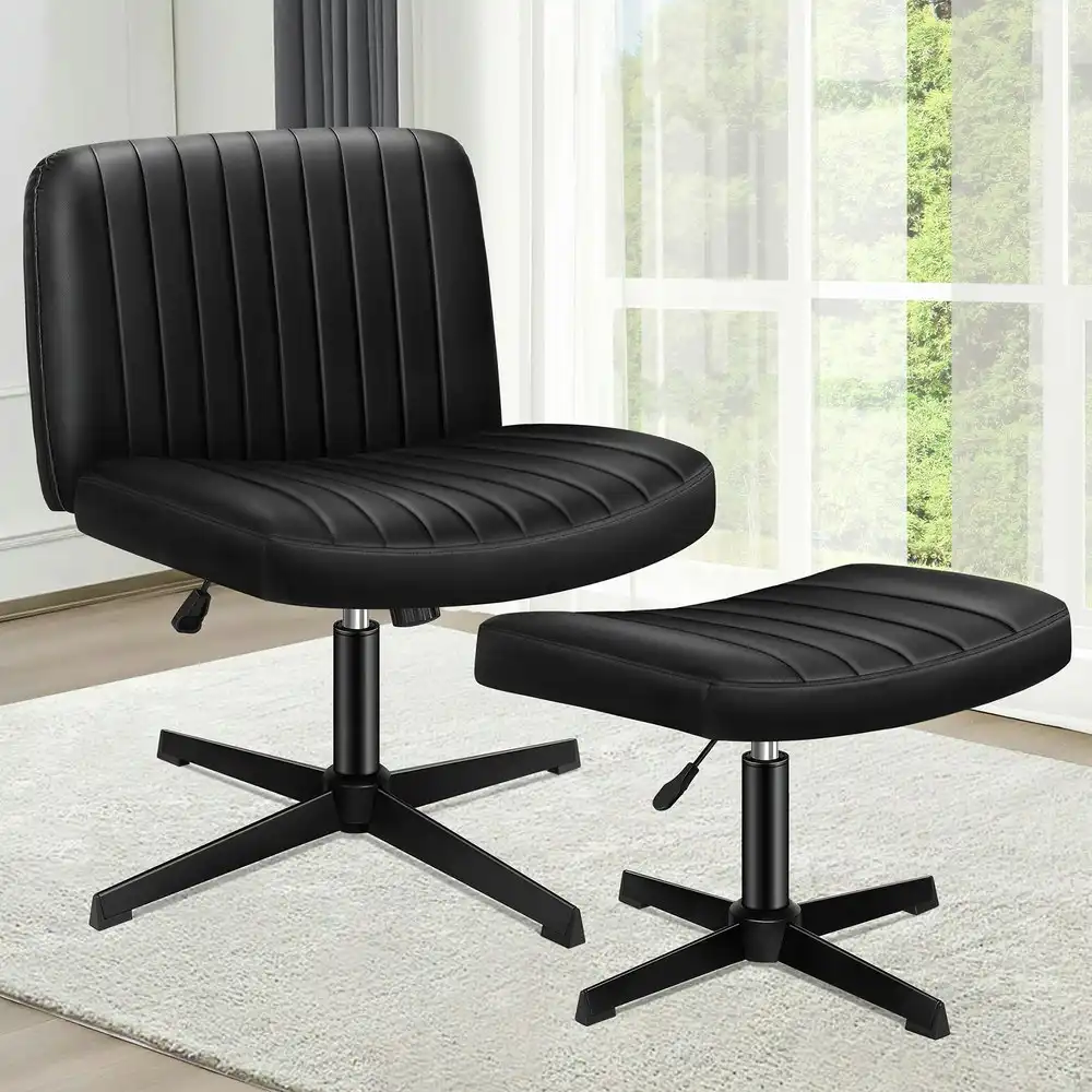 Alfordson Office Chair with Ottoman PU Leather Black