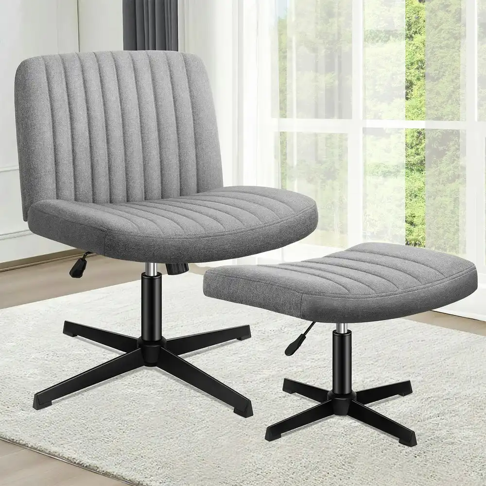 Alfordson Office Chair with Ottoman Fabric Grey