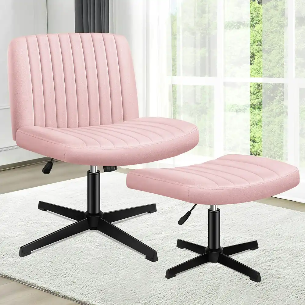 Alfordson Office Chair with Ottoman Velvet Pink