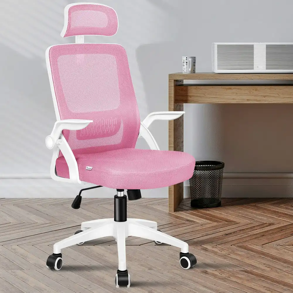 Alfordson Mesh Office Chair Pink & White