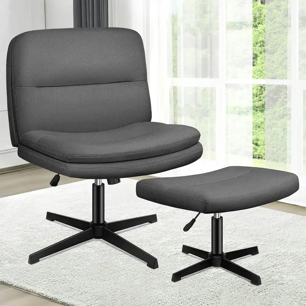 Alfordson Office Chair with Ottoman Grey Fabric