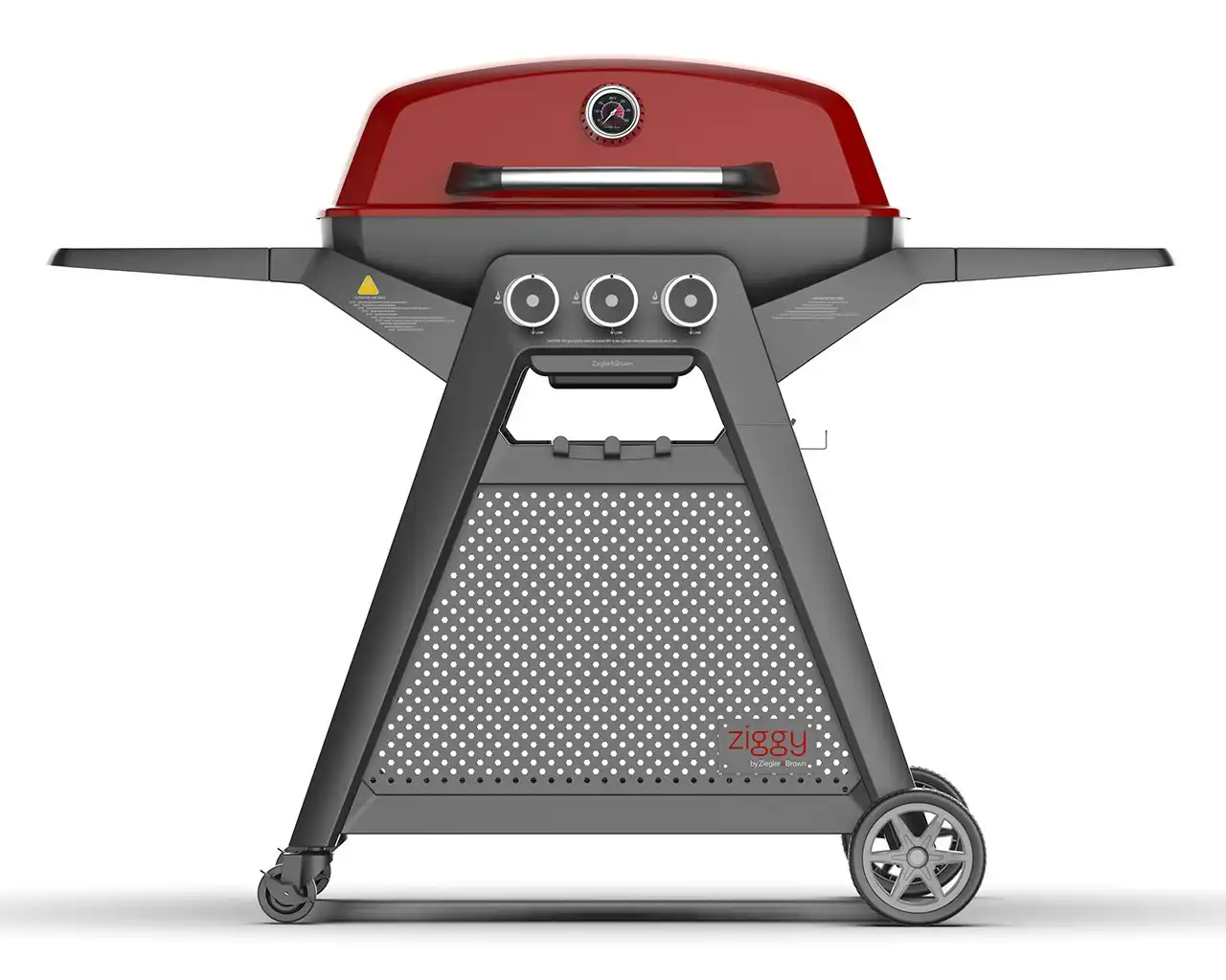 Ziggy Elite Triple Grill LPG BBQ on Cart (Chilli Red)