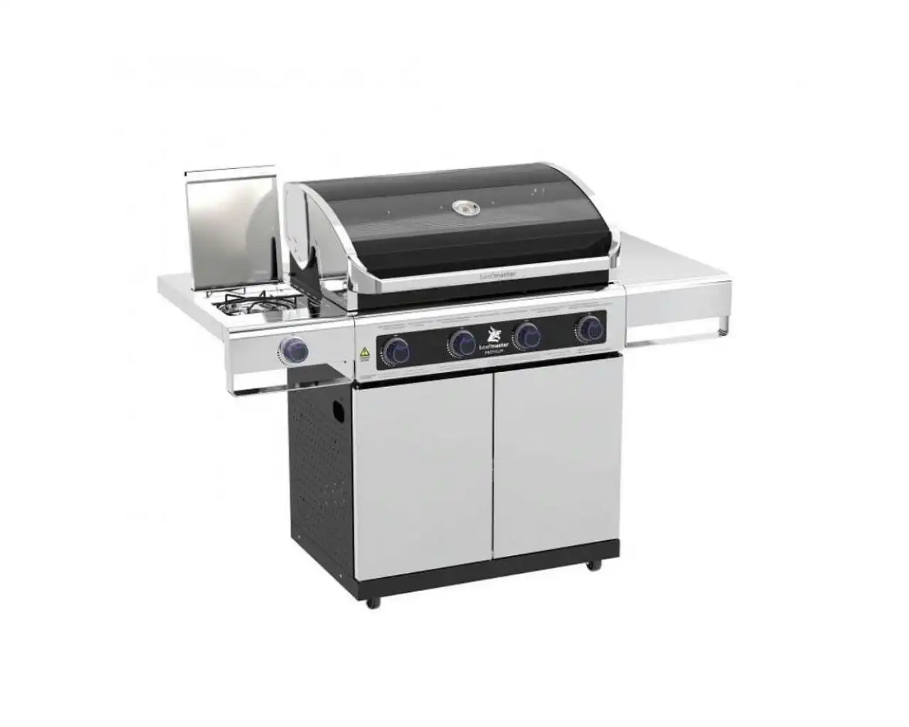 Premium Beefmaster 4 Burner BBQ on Deluxe Cart with Stainless Steel Side Burner