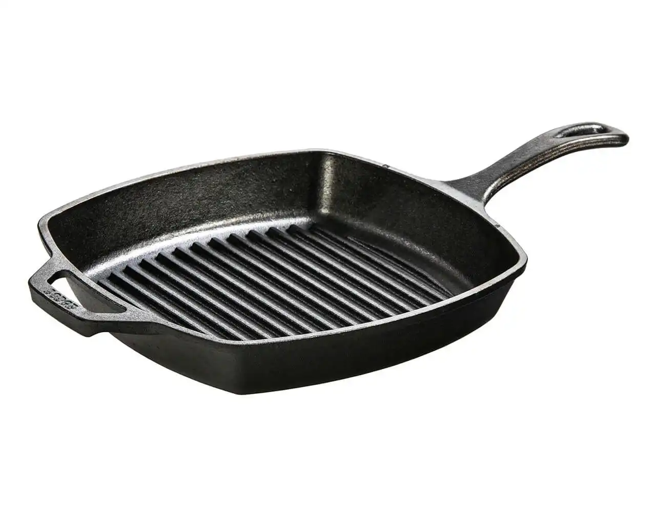 Lodge 10.5 Inch Square Cast Iron Grill with Helper Handle