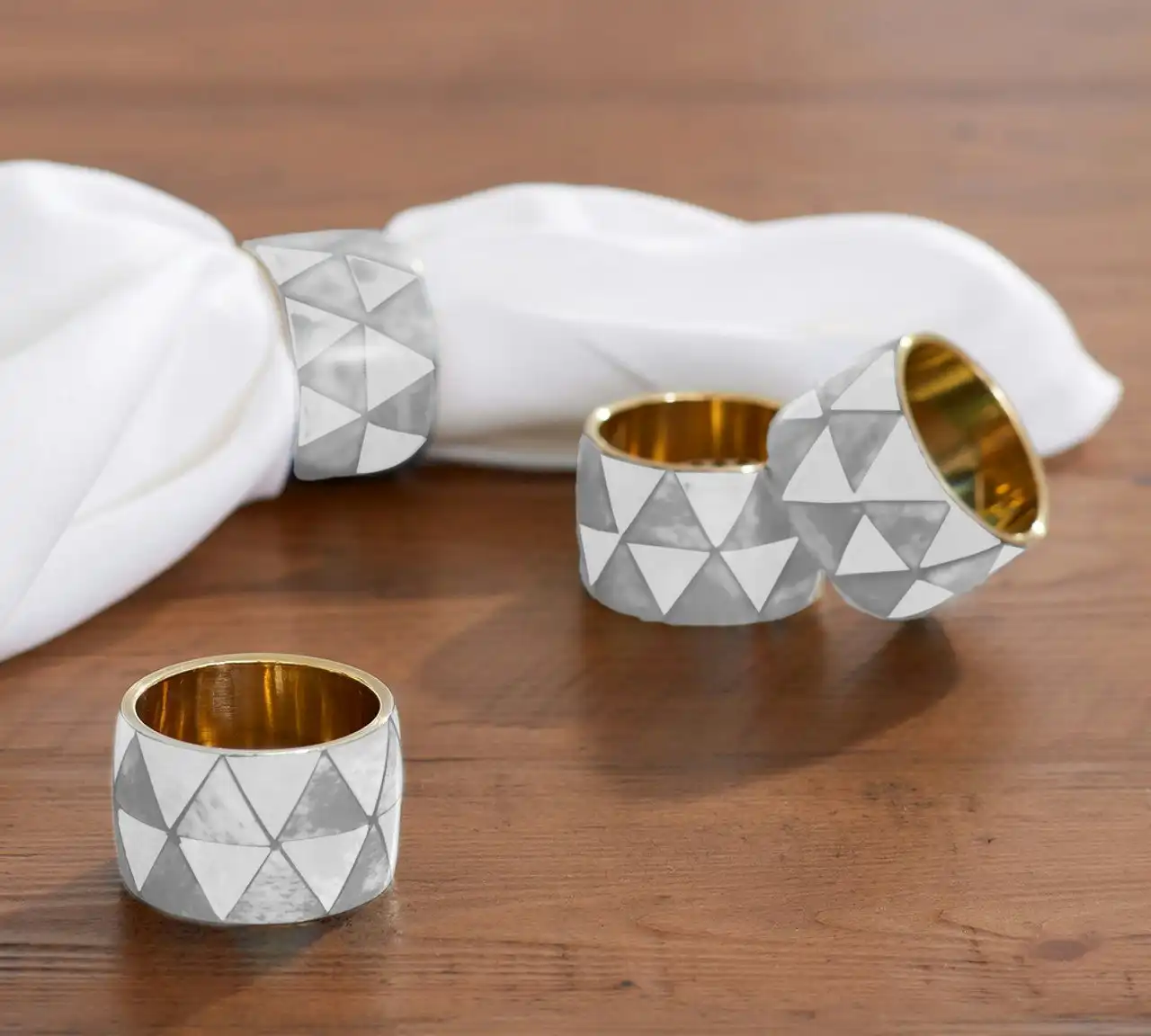 Zohi Interiors Bone Inlay Napkin Ring in White