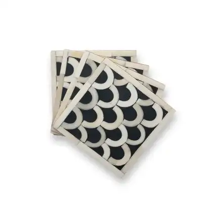 Zohi_Interiors Manhattan Bone Inlay Coasters in Black