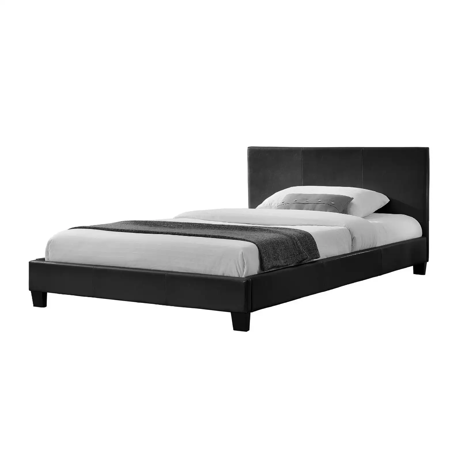 Monica PU Leather Double Bed - Black