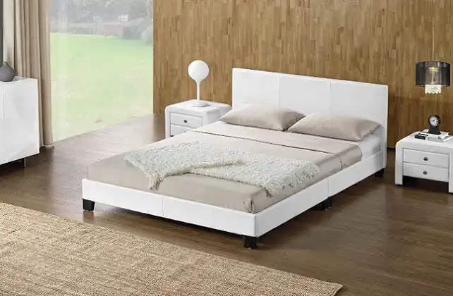 Monica PU Leather Double Bed - White
