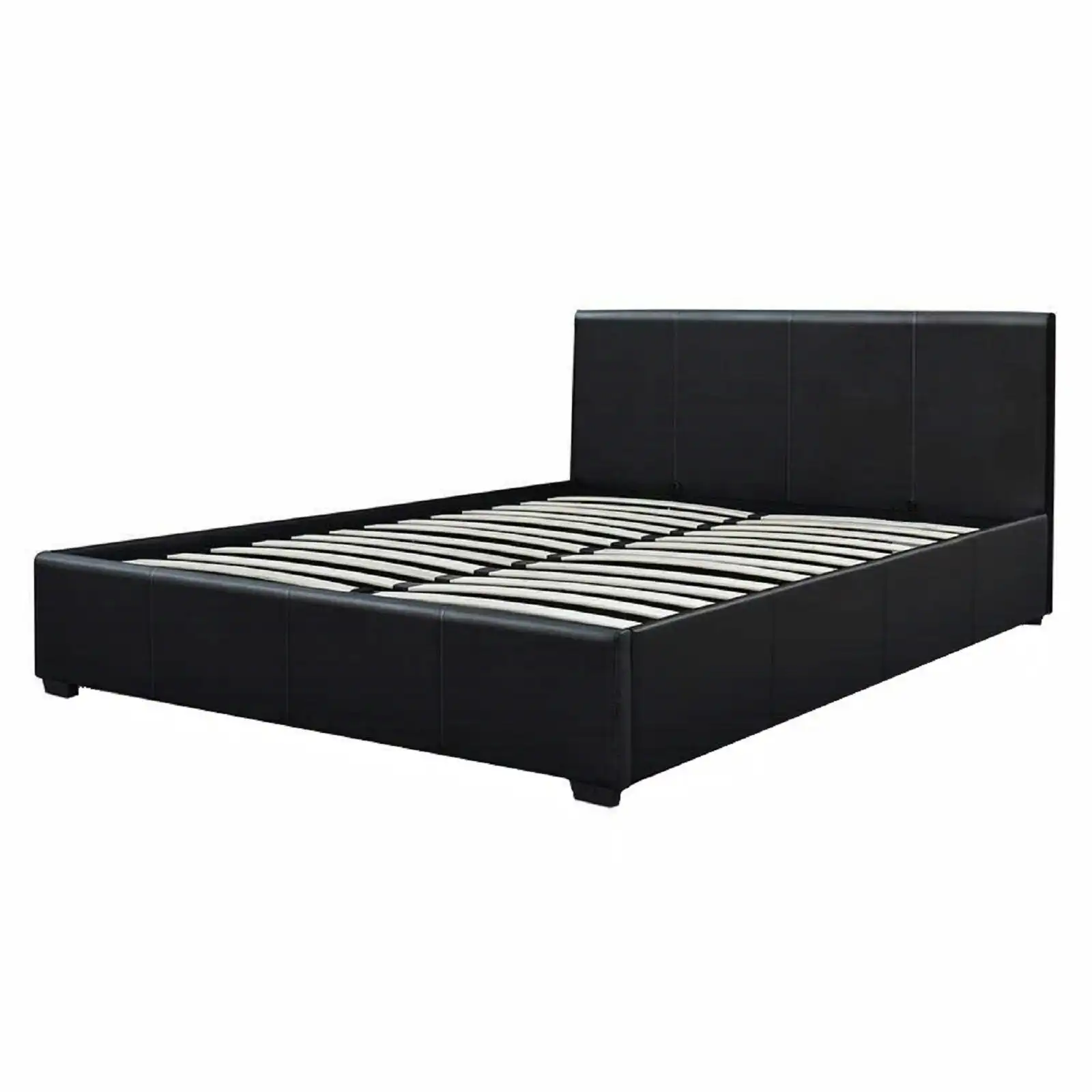 Monica Gas Lift PU Leather Double Bed - Black