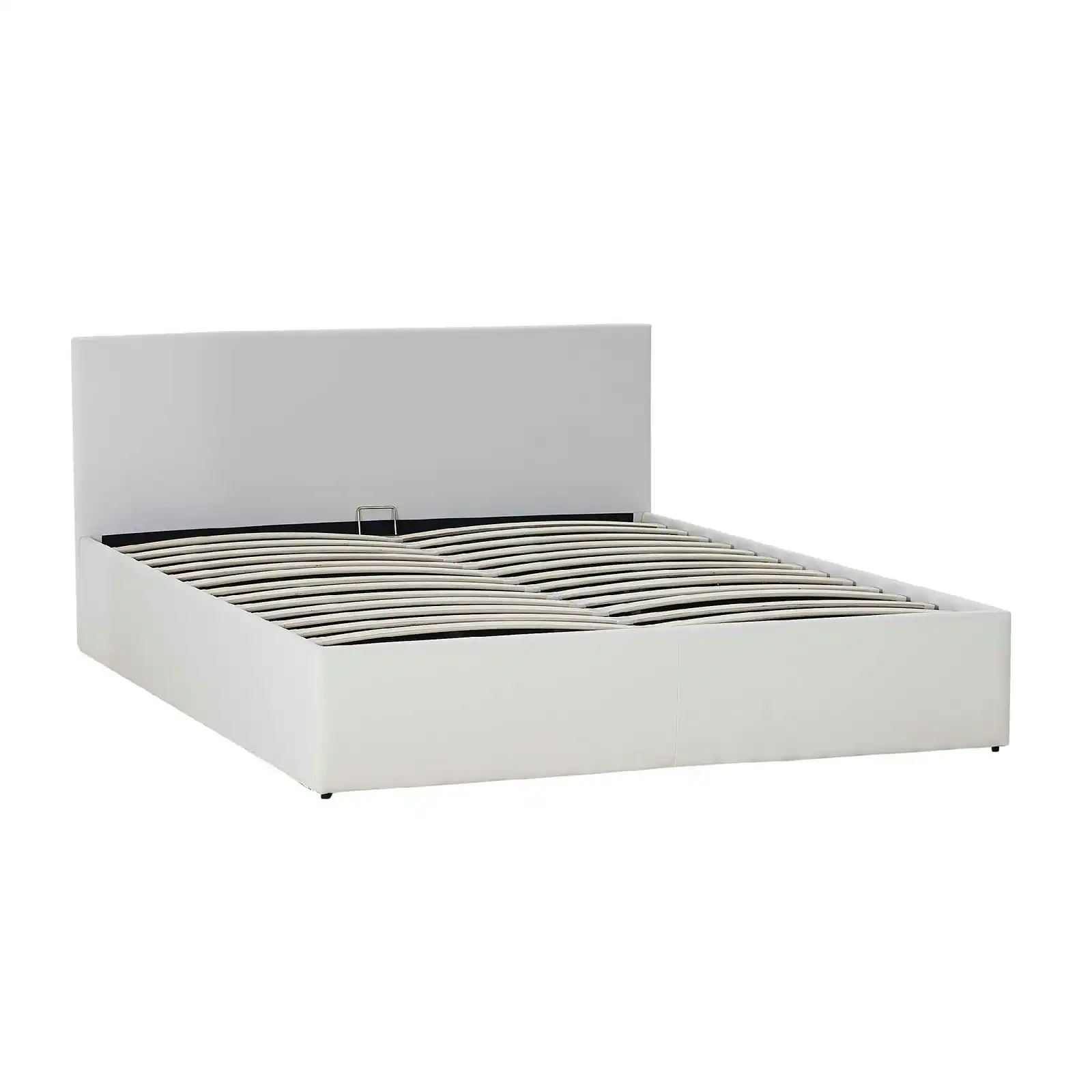 Monica Gas Lift PU Leather Double Bed - White