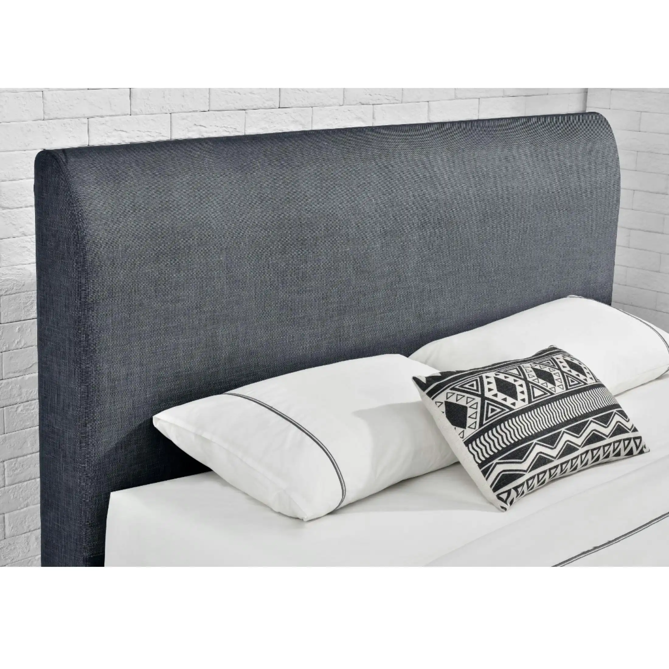 Lucas Fabric Bed 4 Drawers Double - Linen Dark Grey