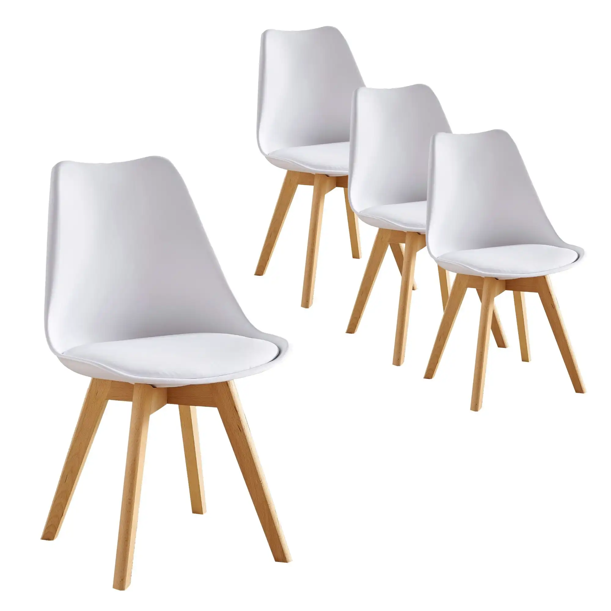 Padded Oliver Replica Dining Chair -White Set of 4
