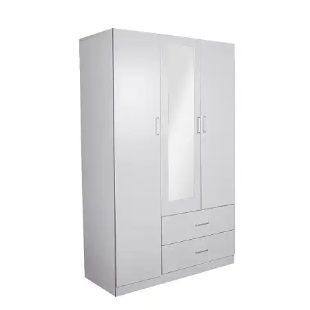 Redfern 3 Door 2 Drawer Wardrobe with Mirror - White