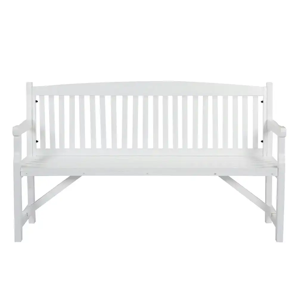 HortiKraft Wooden Garden Bench Outdoor Furniture 3-Seater Lounge Patio White