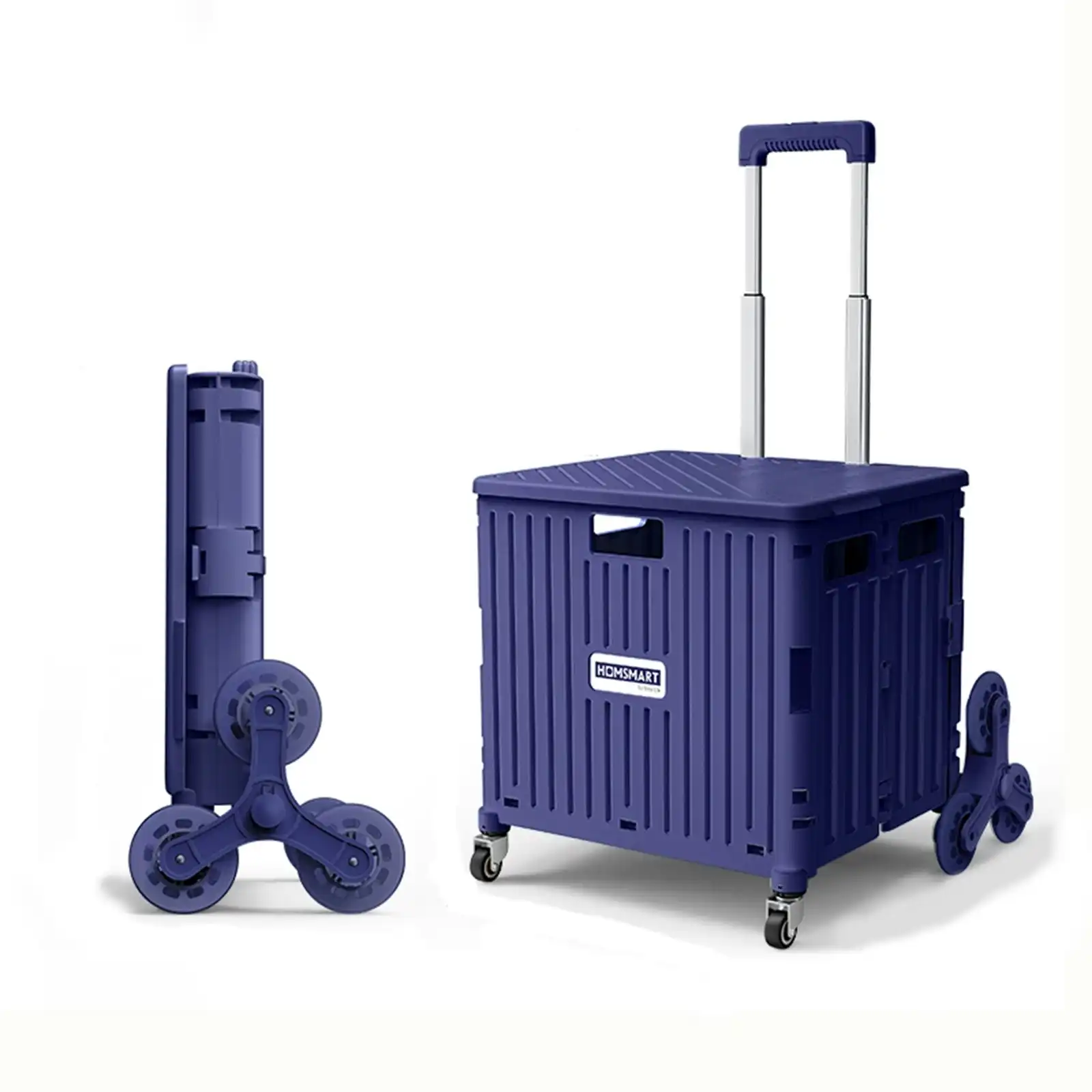 Viviendo 65L Foldable Shopping Trolley Cart Portable Grocery Basket Climbing Wheel with Top Cover - Purple