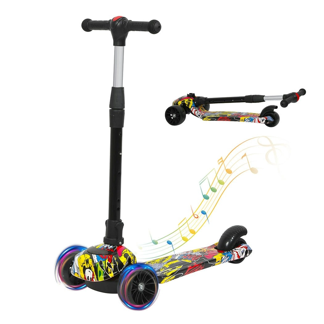 BoPeep Foldable Kids Scooter Adjustable Height Flashing LED Music Multi-colour