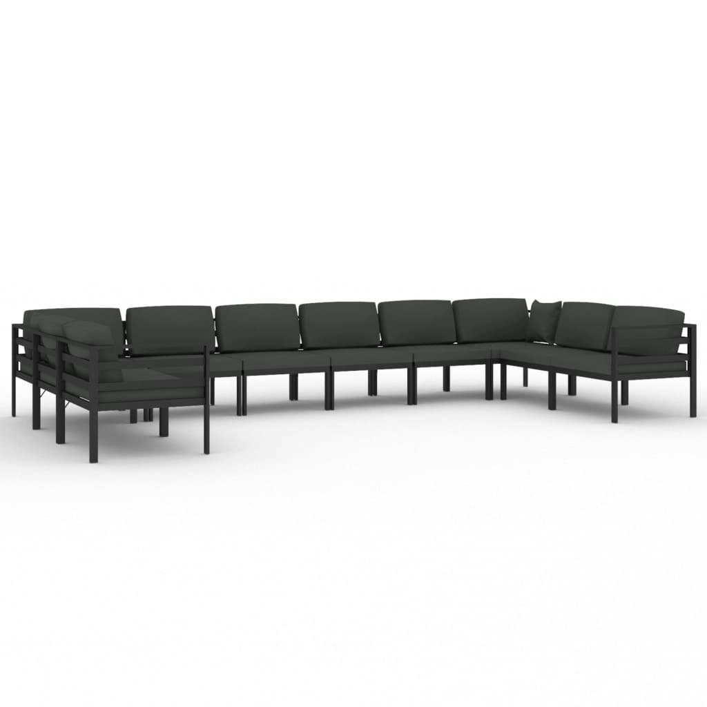 10 Piece Garden Lounge Set with Cushions Aluminium Anthracite 3107816