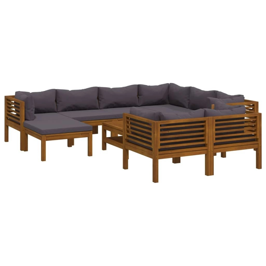 10 Piece Garden Lounge Set with Cushion Solid Acacia Wood 3086909