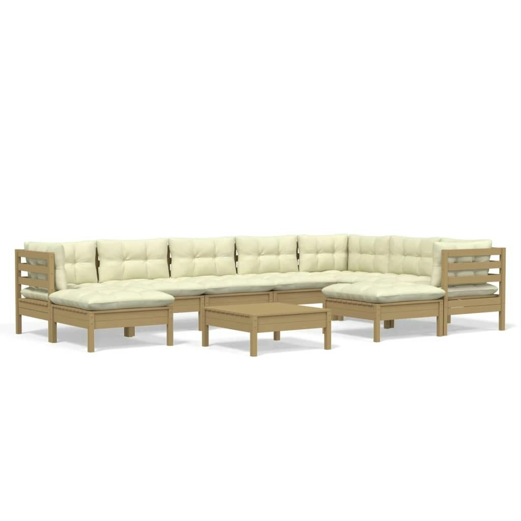 10 Piece Garden Lounge Set with Cushions Honey Brown Pinewood 3096716