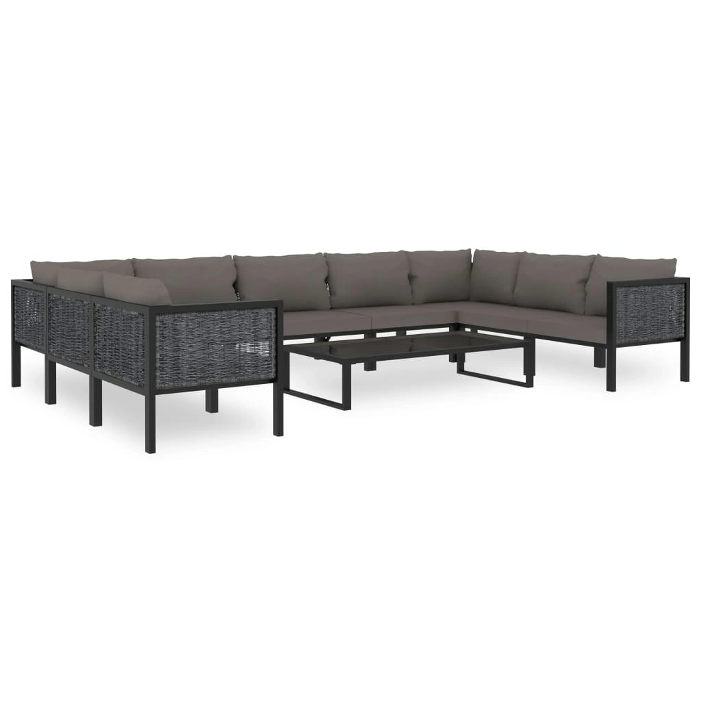 10 Piece Garden Lounge Set with Cushions Poly Rattan Anthracite 49410