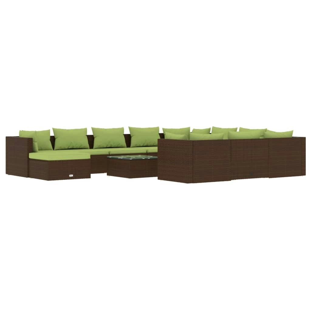 12 Piece Garden Lounge Set with Cushions Poly Rattan Brown 3102716