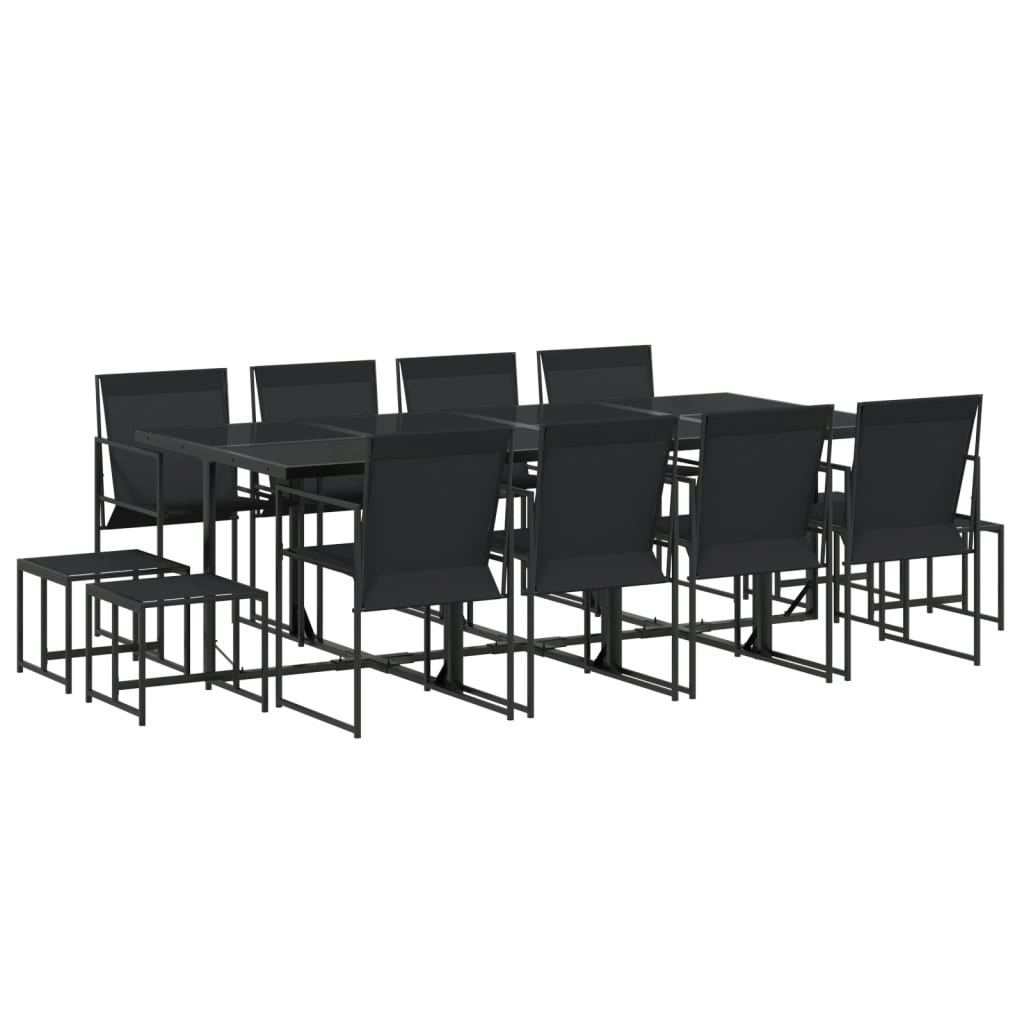 13 Piece Garden Dining Set Black Textilene 3295130