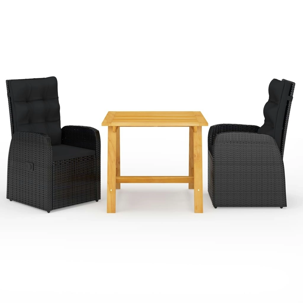 3 Piece Garden Dining Set Black 3068711