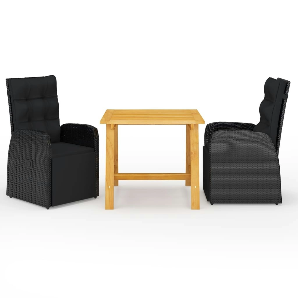 3 Piece Garden Dining Set Black 3068713