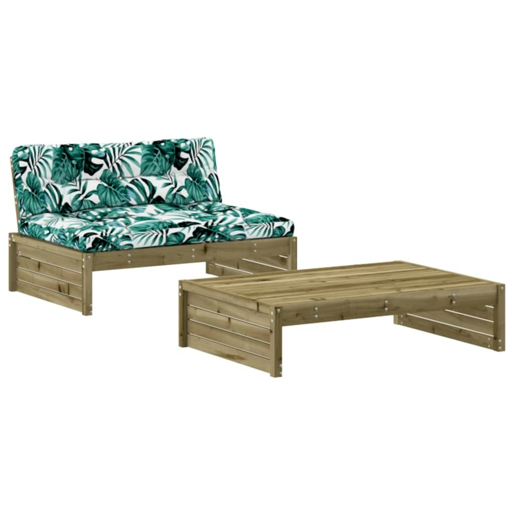 2 Piece Garden Lounge Set with Cushions Impregnated Wood Pine 3186136