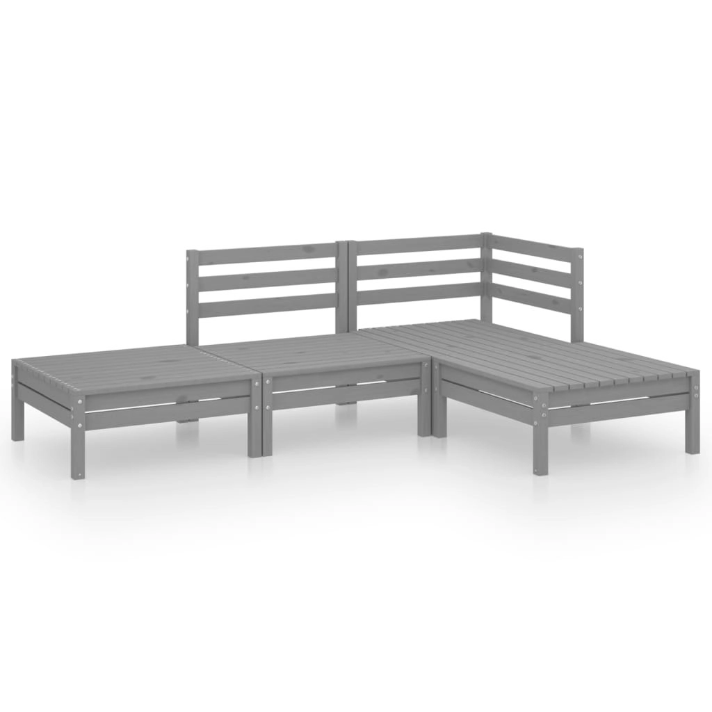 4 Piece Garden Lounge Set Grey Solid Pinewood 3082619