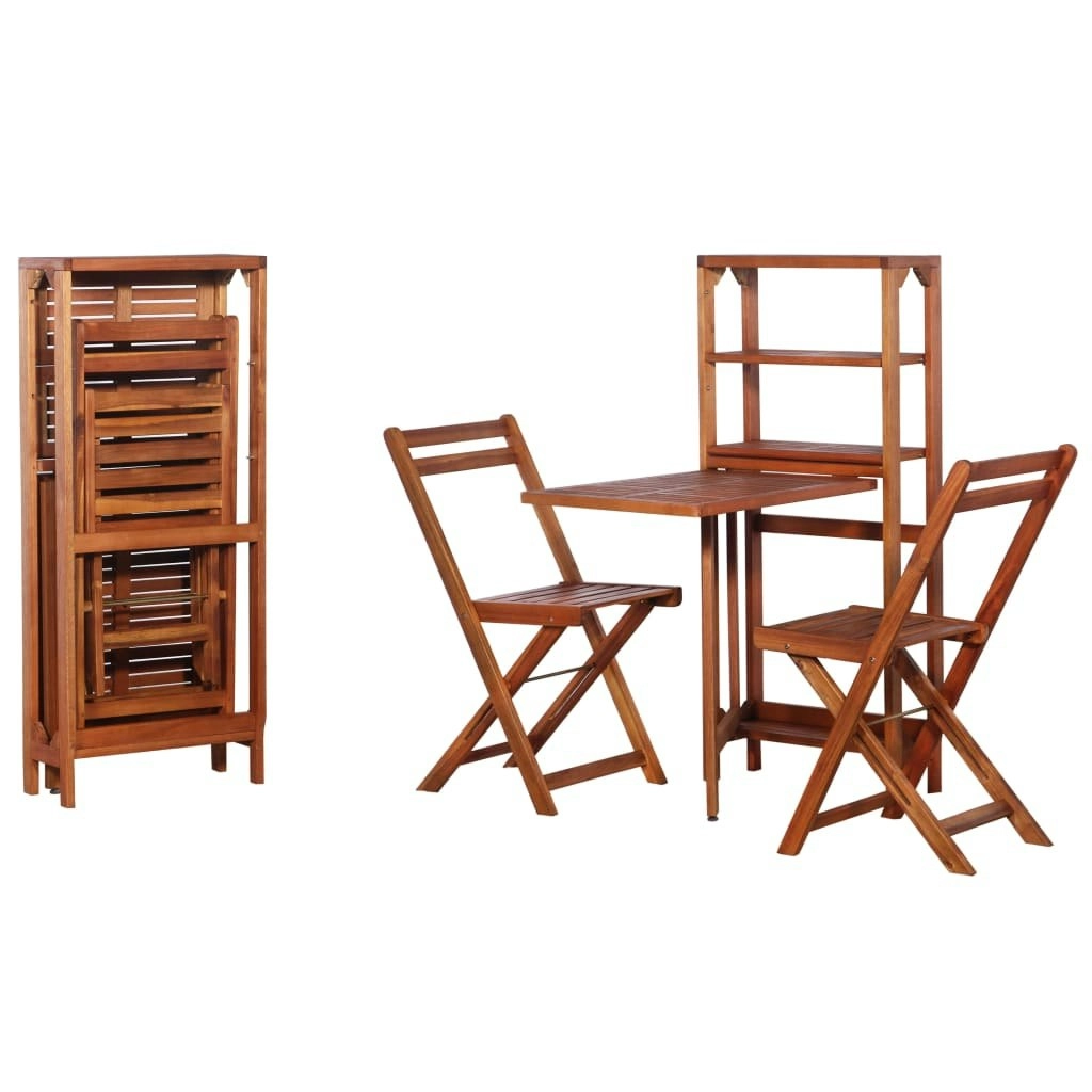 3 Piece Folding Bistro Set Solid Acacia Wood 44013