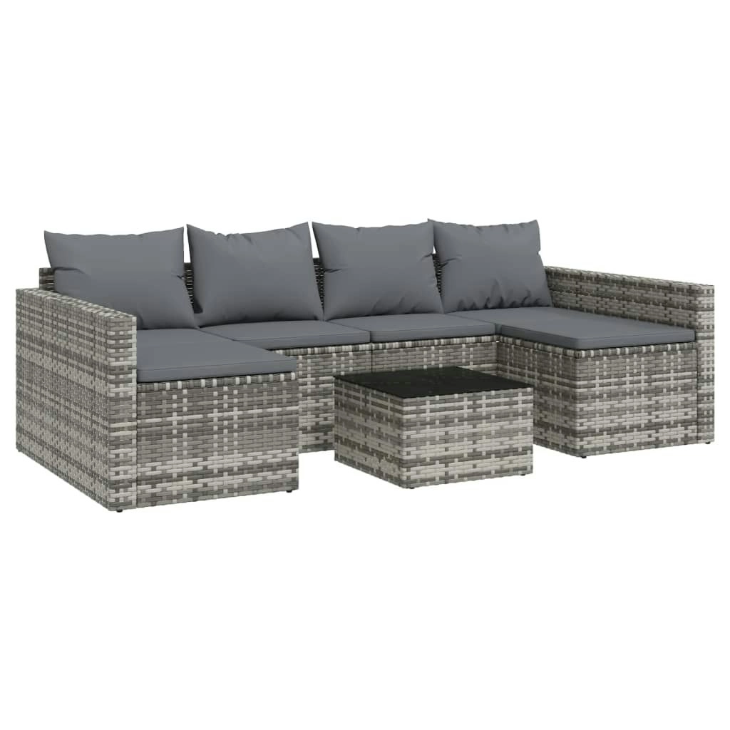 2 Piece Garden Lounge Set with Cushions Grey Poly Rattan 362344