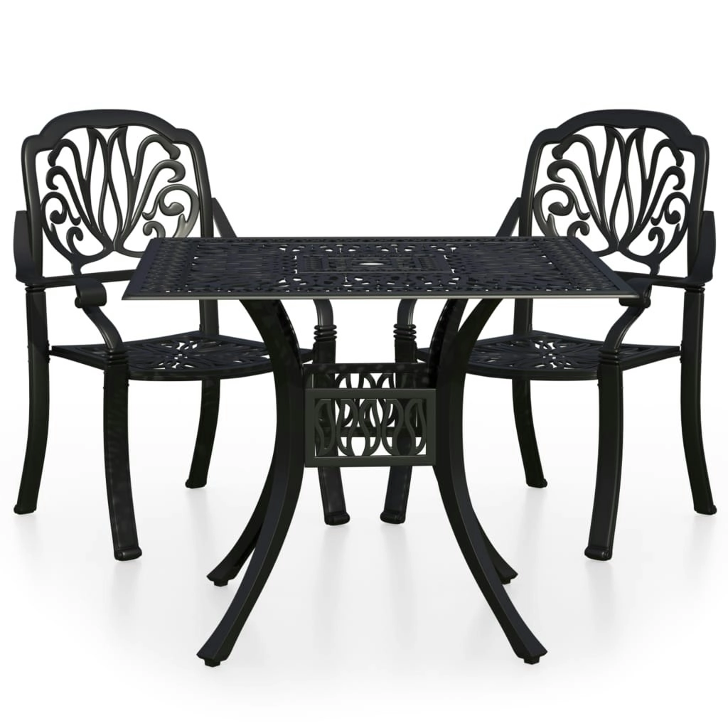 3 Piece Bistro Set Cast Aluminium Black 3070578