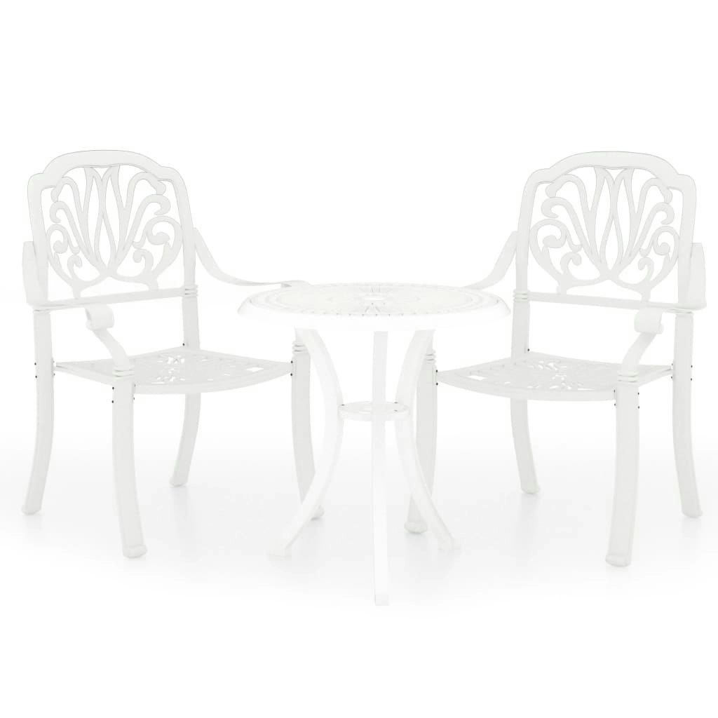 3 Piece Bistro Set Cast Aluminium White 3070567