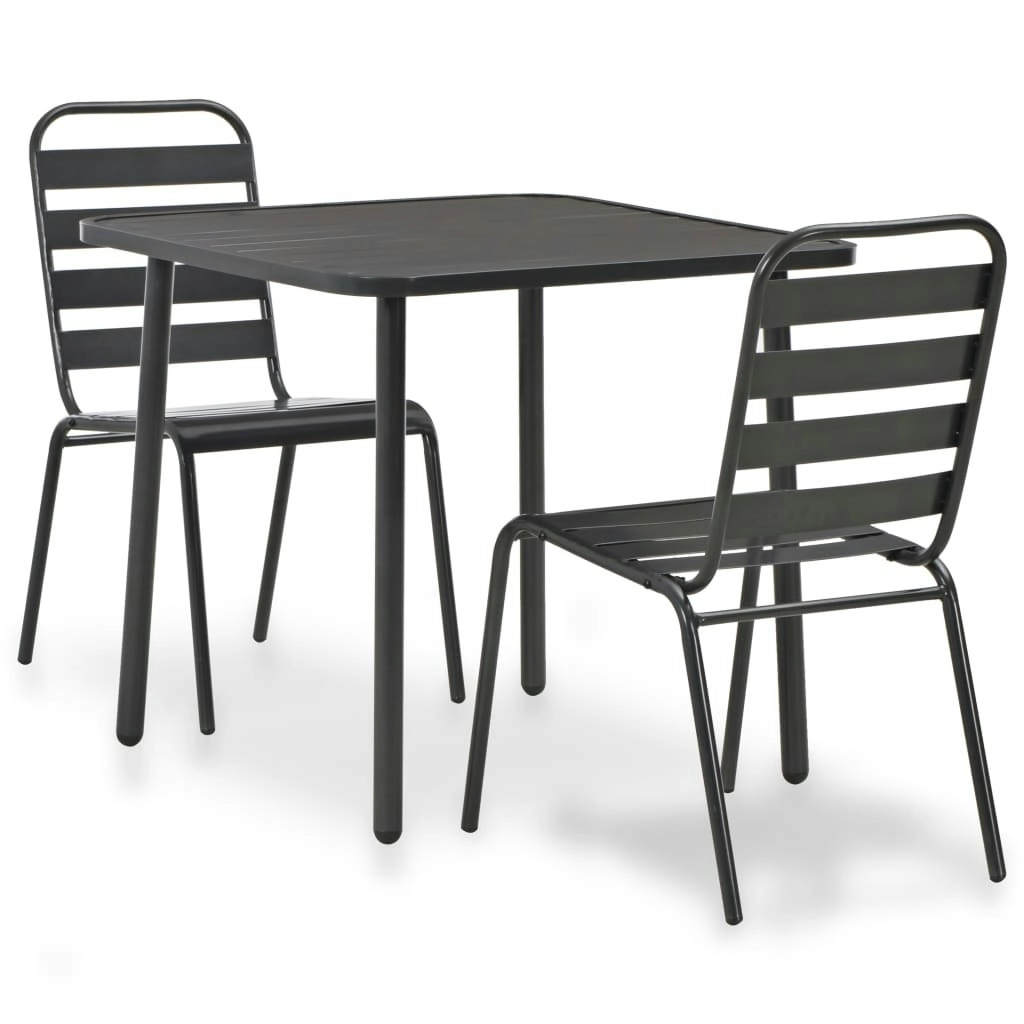 3 Piece Bistro Set Steel Dark Grey 44261