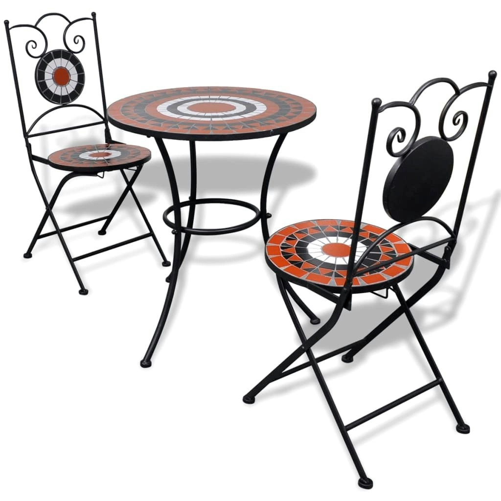 3 Piece Bistro Set Ceramic Tile Terracotta and White 271773