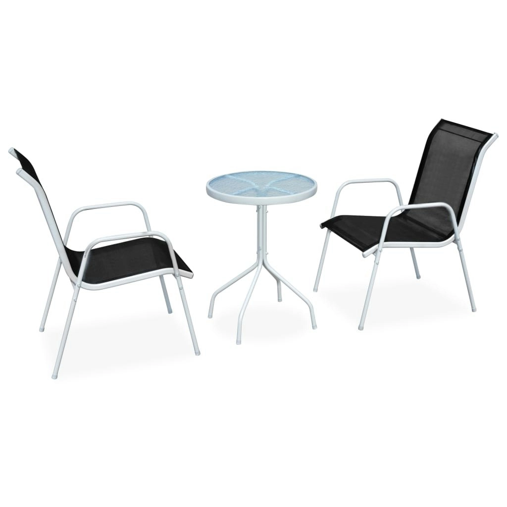 3 Piece Bistro Set Steel Black 43314