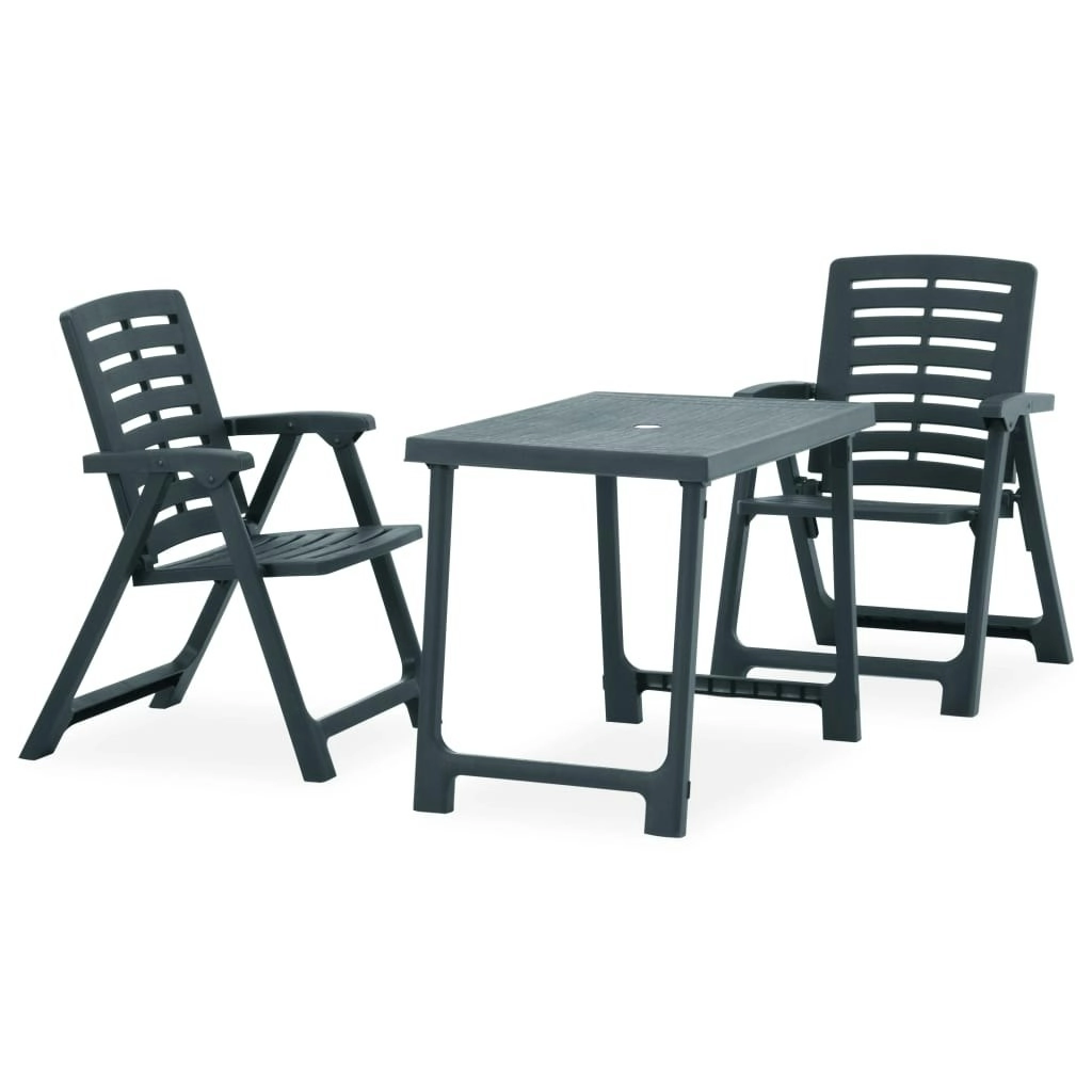 3 Piece Folding Bistro Set Plastic Green 315834