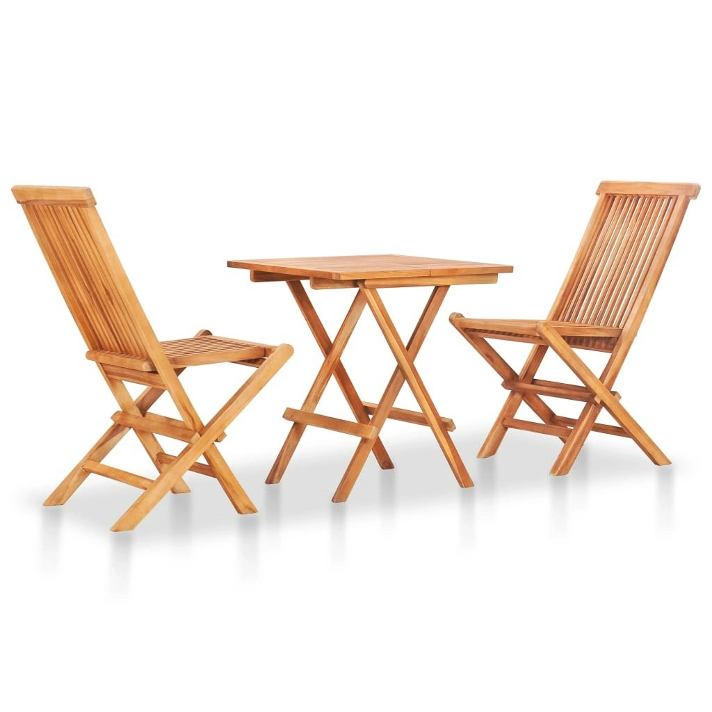 3 Piece Folding Bistro Set Solid Teak Wood 48997