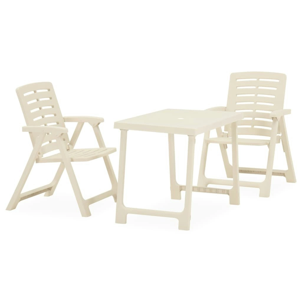 3 Piece Folding Bistro Set Plastic White 315833