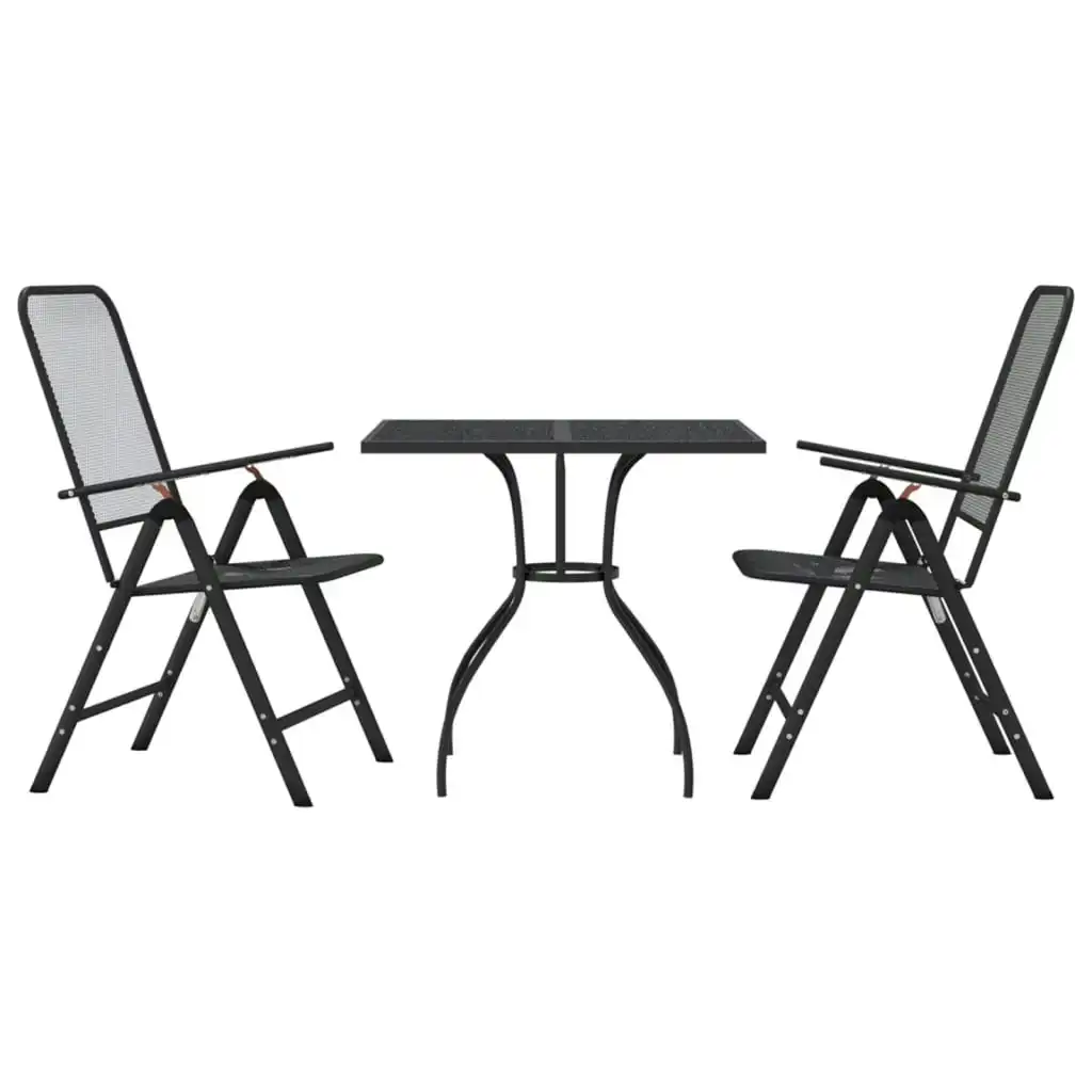 3 Piece Garden Dining Set Anthracite Metal Mesh 3211817