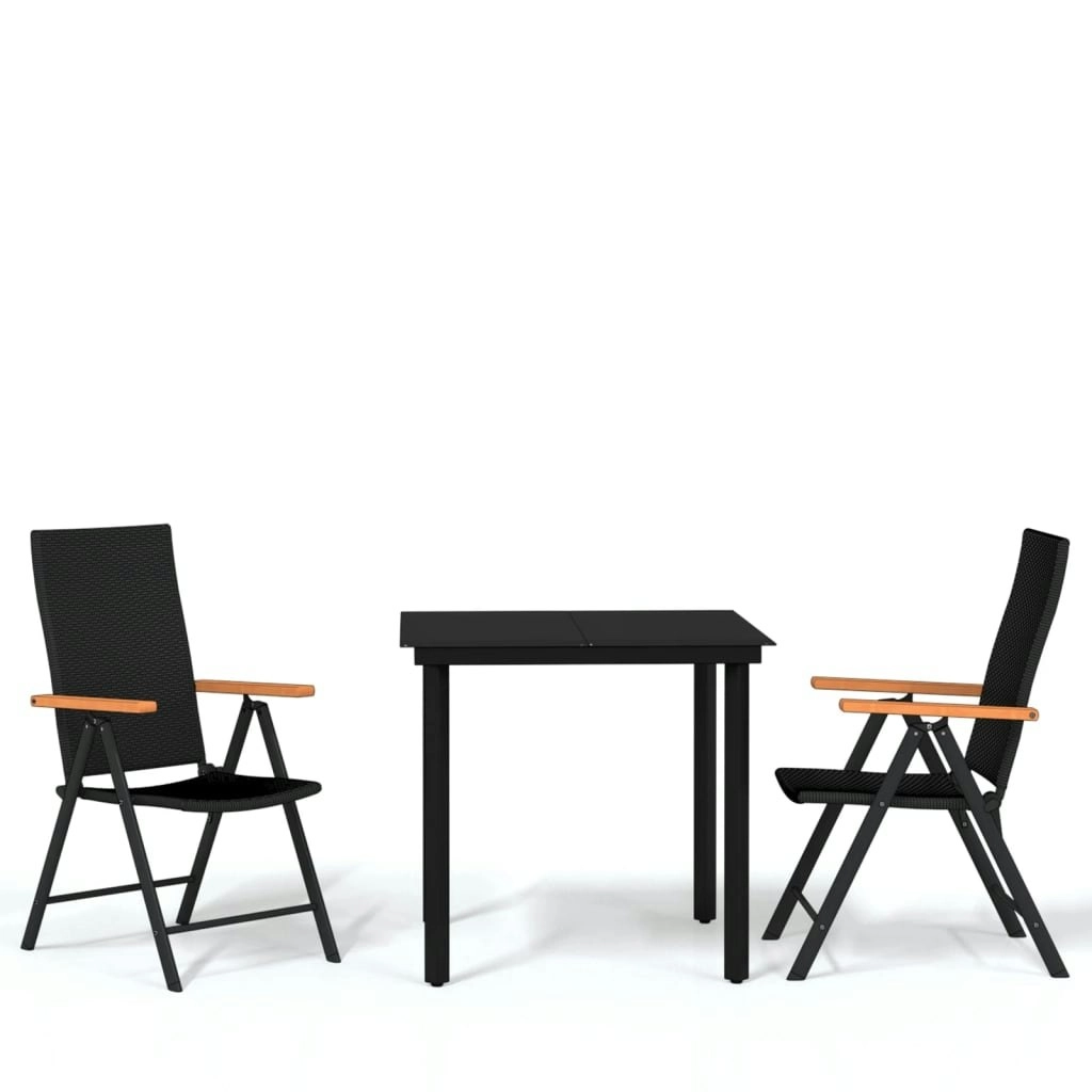 3 Piece Garden Dining Set Black 3099113