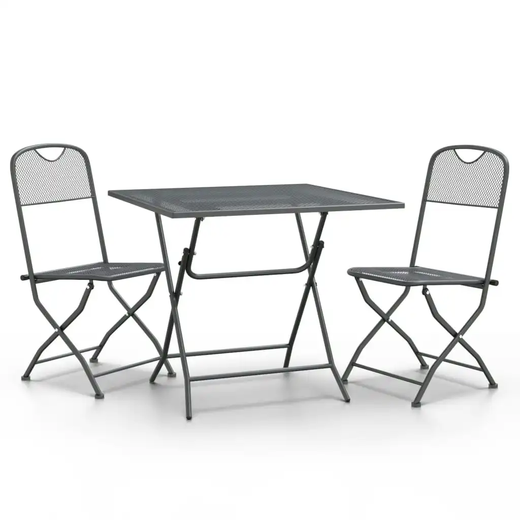 3 Piece Garden Dining Set Expanded Metal Mesh Anthracite 3084719