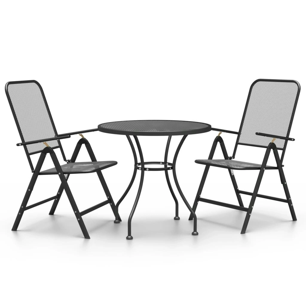 3 Piece Garden Dining Set Expanded Metal Mesh Anthracite 3084713