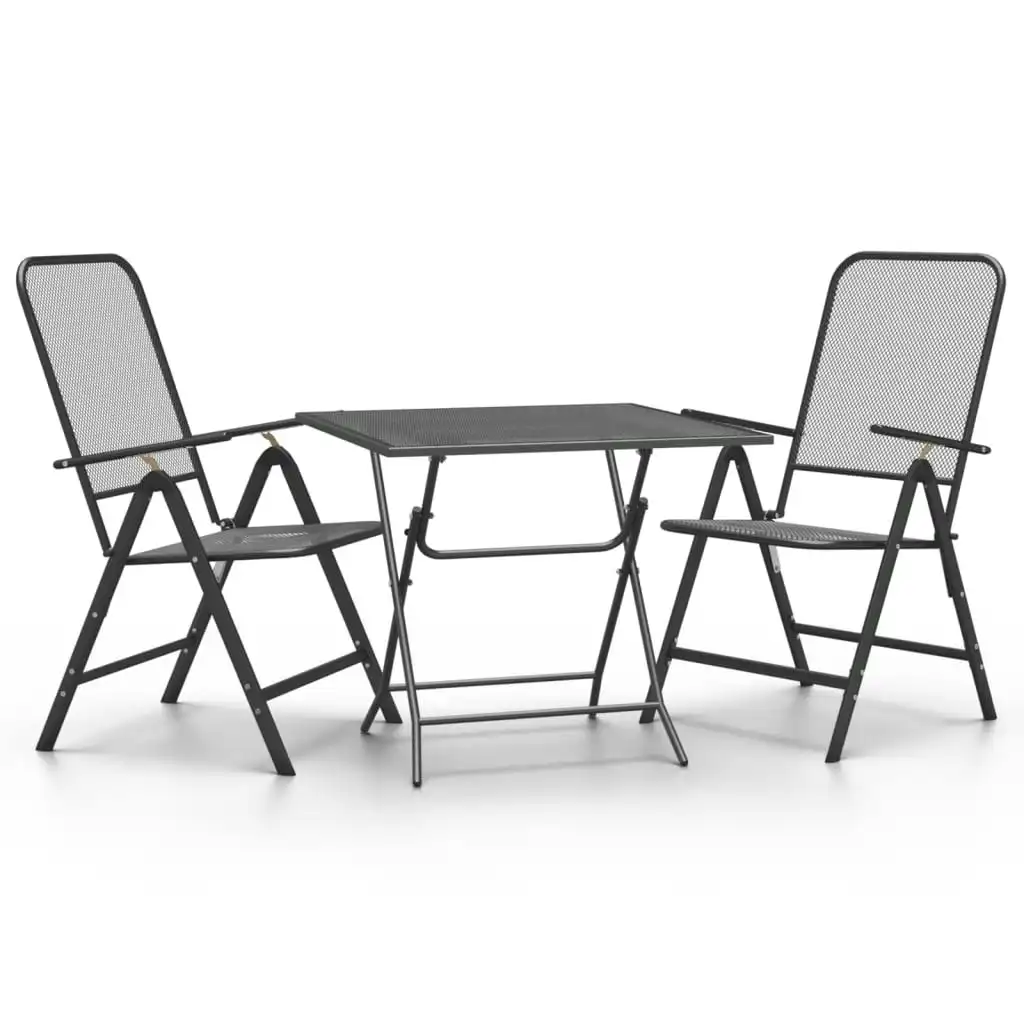 3 Piece Garden Dining Set Expanded Metal Mesh Anthracite 3084721