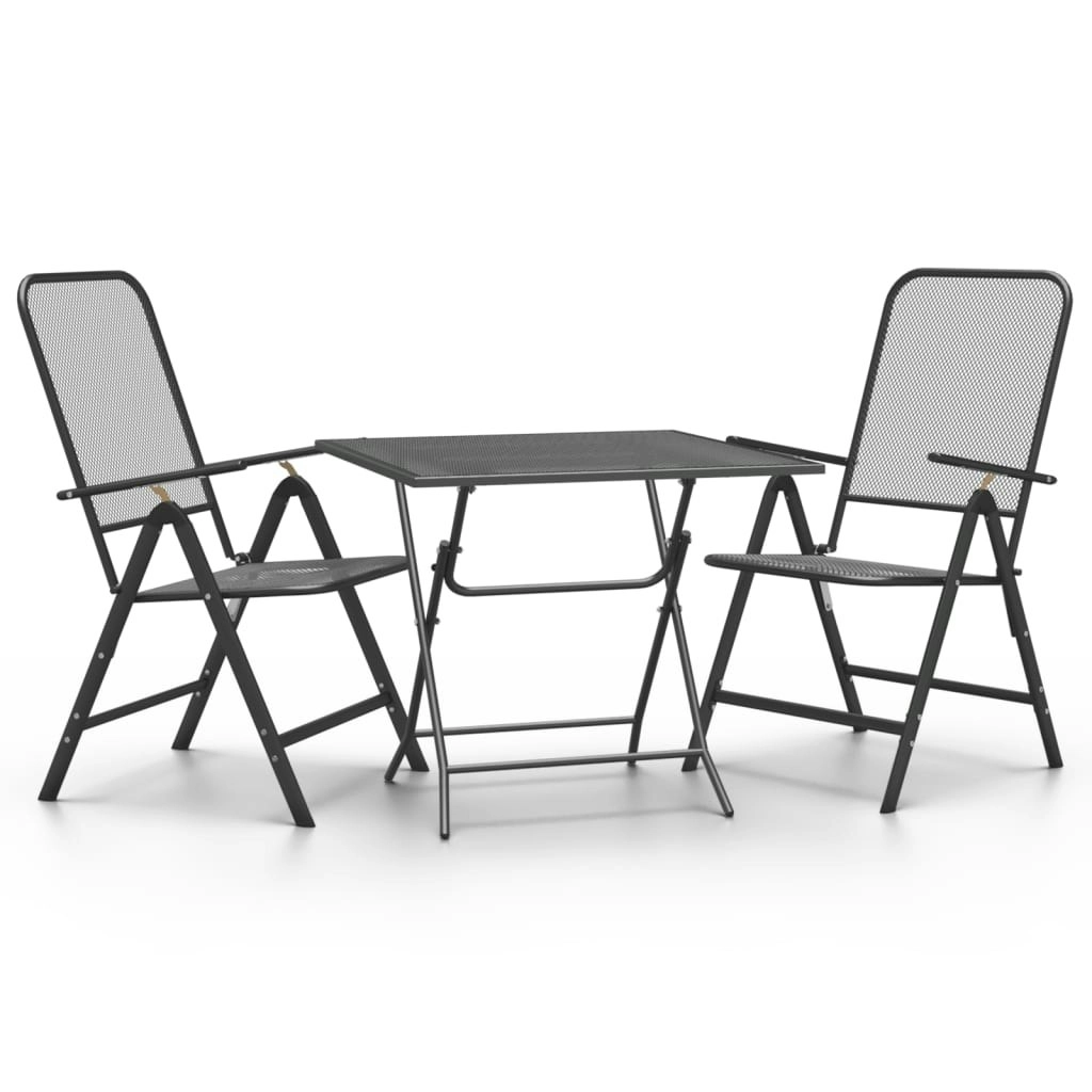 3 Piece Garden Dining Set Expanded Metal Mesh Anthracite 3084721