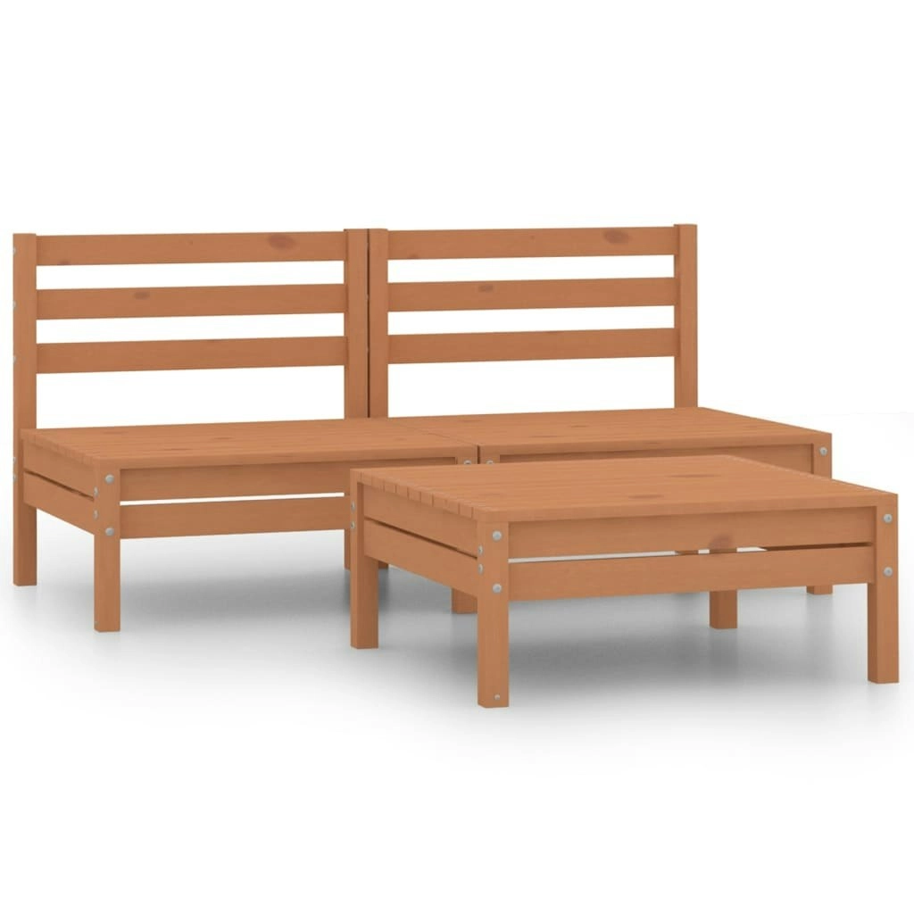 3 Piece Garden Lounge Set Solid Pinewood Honey Brown 806615