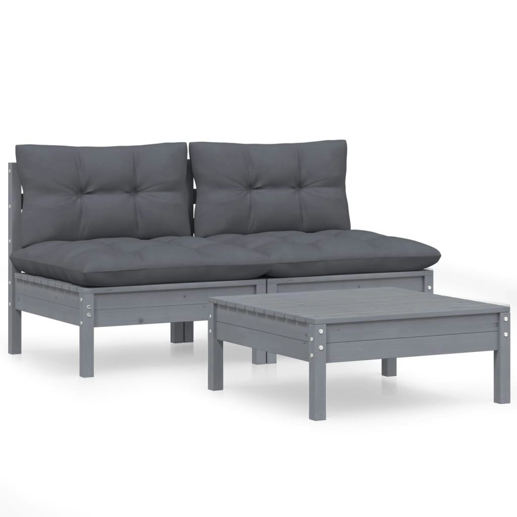 3 Piece Garden Lounge Set with Anthracite Cushions Pinewood 3096000