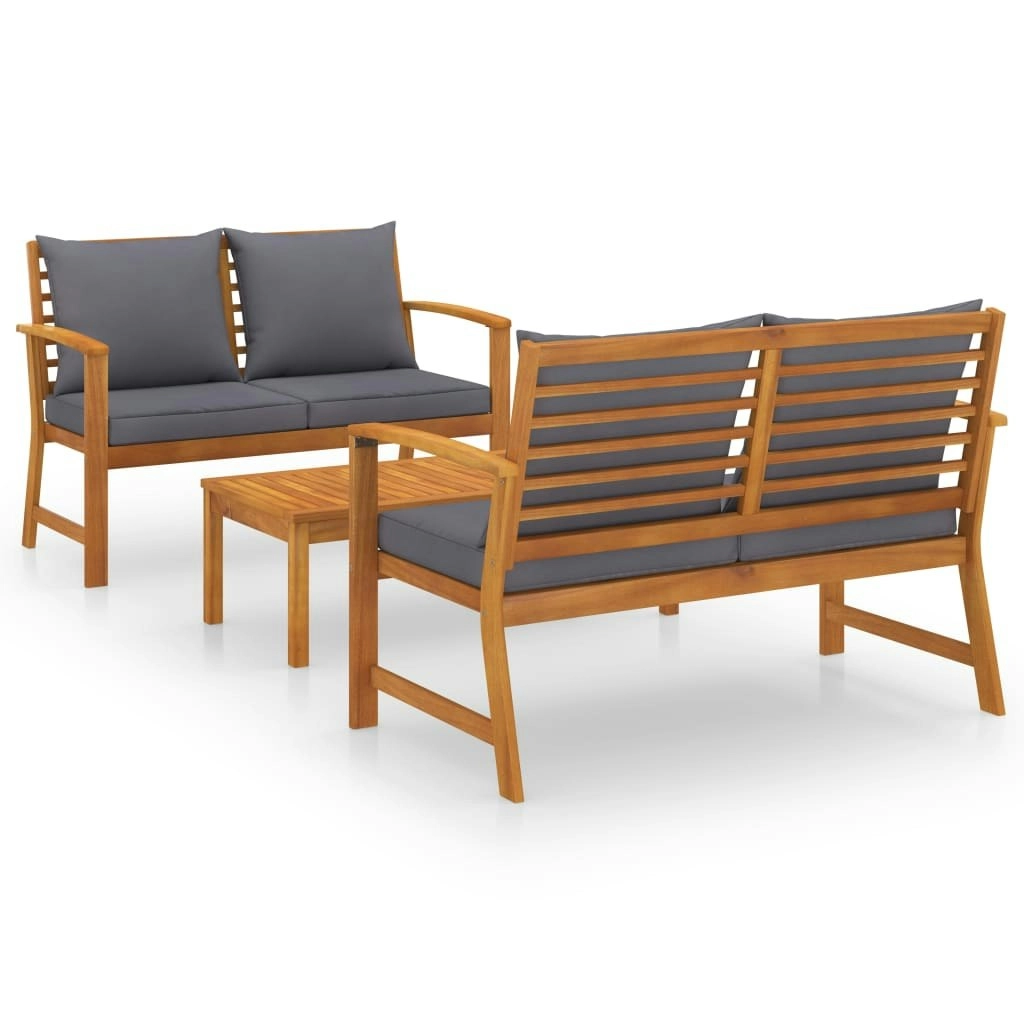 3 Piece Garden Lounge Set with Cushion Solid Acacia Wood 3057789