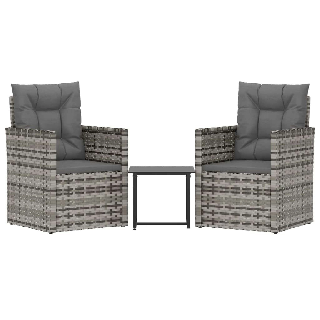 3 Piece Outdoor Lounge Set with Cushions Poly Rattan Grey 319193